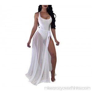 JUNBOON Women's Plus Size Spaghetti Strap Cover Up Backless Beach Wrap Long Dress 8596white B07Q3GCX31
